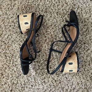 Anthropologie Helen Strappy Heels Black Euro Size 37 (US 6-6.5)